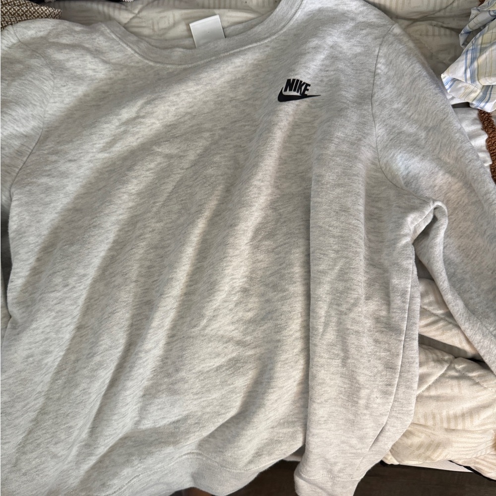 Nike White and Black Logo Sweatshirt